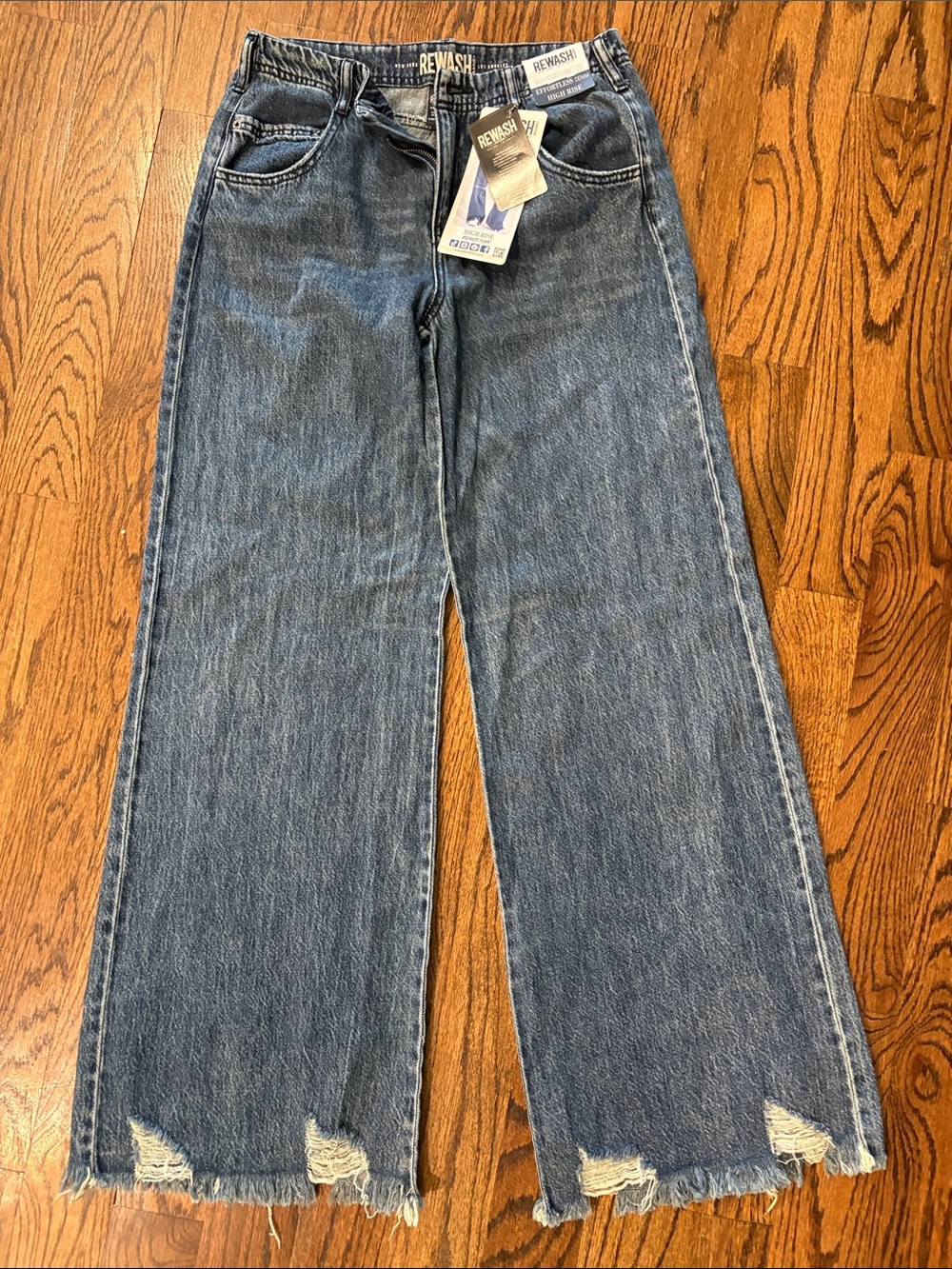 REWASH Wide Leg Distressed bottom jeans Size 27 - Picture 5 of 6